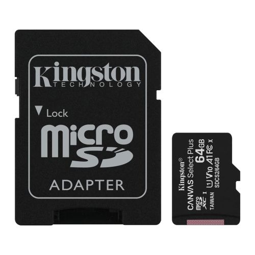 Kingston 64GB Canvas Select Plus MicroSDXC - 100MB/s UHS-I A1 Kingston 64GB Canvas Select Plus MicroSDXC - 100MB/s UHS-I A1